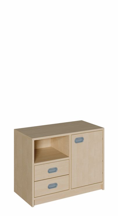 K Schrank 60 cm, 1 Tür re./li./2 Schübe, 2 Breiten